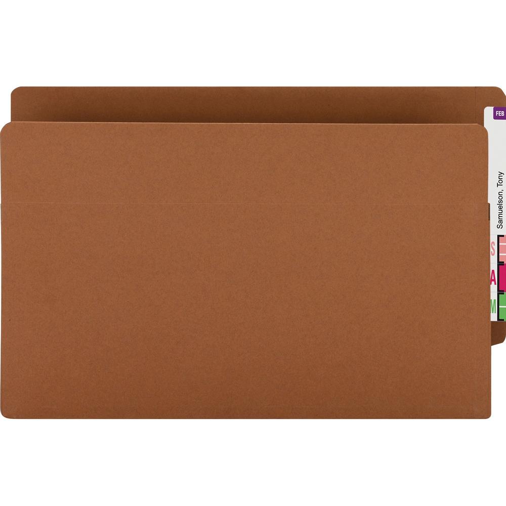 Smead Straight Tab Cut Legal Recycled File Pocket - 8 1/2" x 14" - 3 1/2" Expansion - Redrope - Redrope - 100% Recycled - 25 / Box. Picture 1