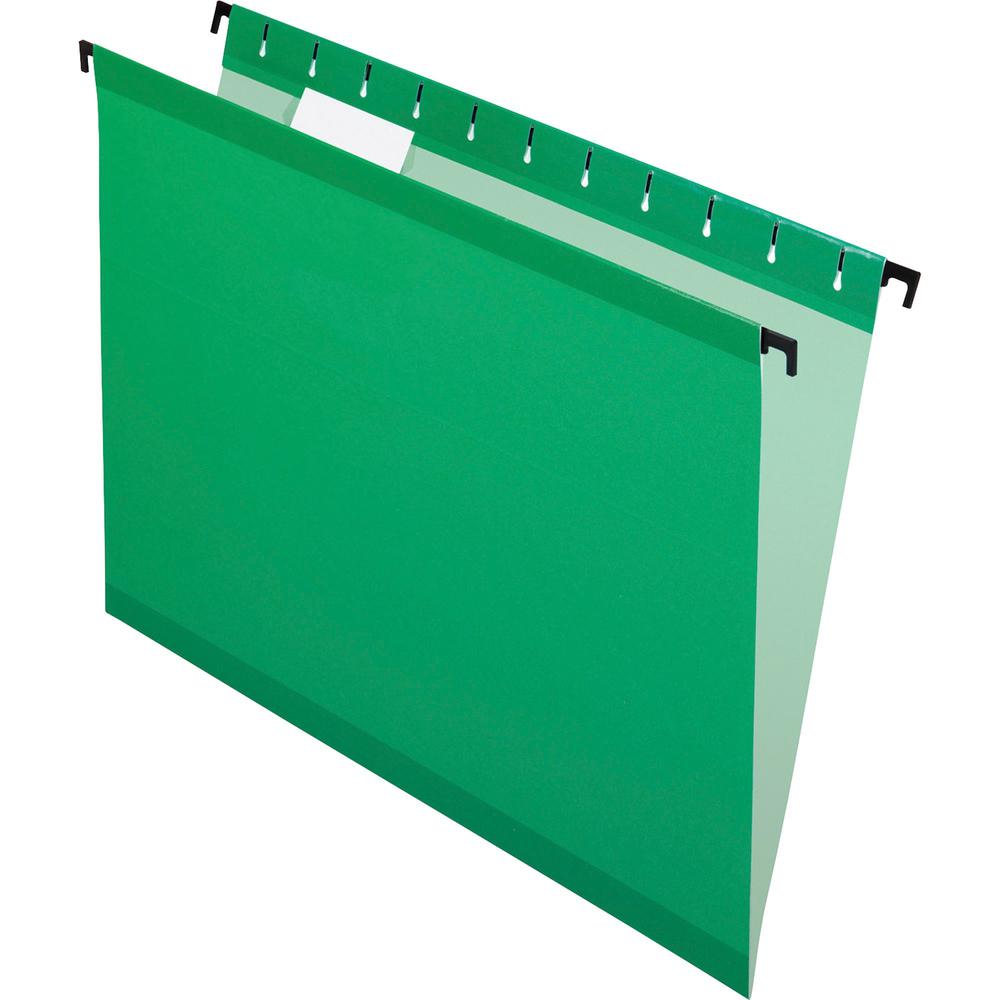 Pendaflex SureHook 1/5 Tab Cut Letter Recycled Hanging Folder - 8 1/2" x 11" - Bright Green - 10% Recycled - 20 / Box. Picture 1