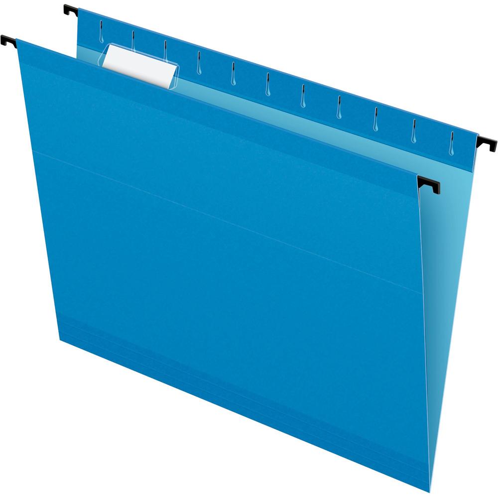 Pendaflex SureHook 1/5 Tab Cut Letter Recycled Hanging Folder - 8 1/2" x 11" - Blue - 10% Recycled - 20 / Box. Picture 1