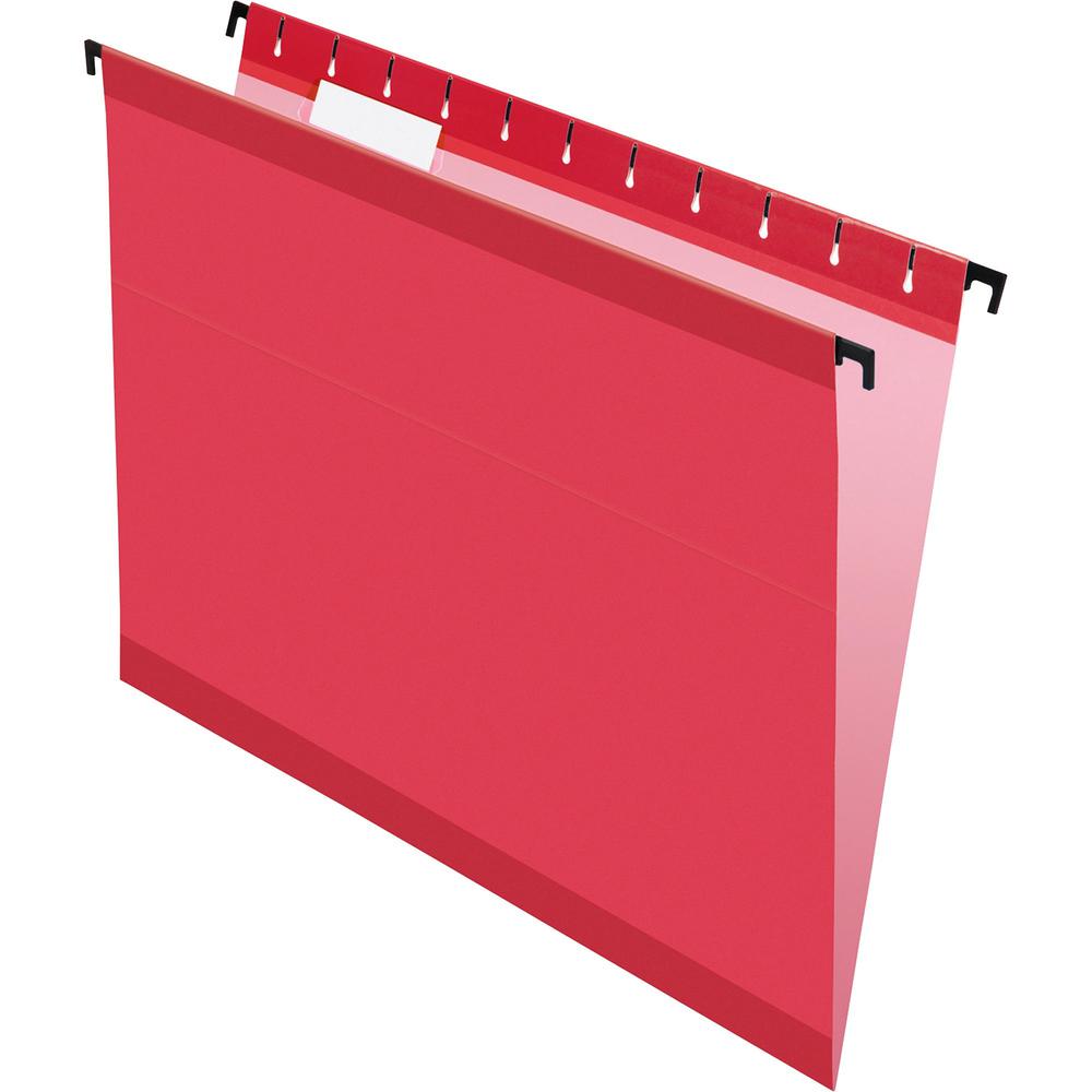 Pendaflex SureHook 1/5 Tab Cut Letter Recycled Hanging Folder - 8 1/2" x 11" - Red - 10% Recycled - 20 / Box. The main picture.