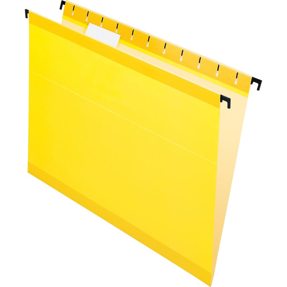 Pendaflex SureHook 1/5 Tab Cut Letter Recycled Hanging Folder - 8 1/2" x 11" - Yellow - 10% Recycled - 20 / Box. Picture 1