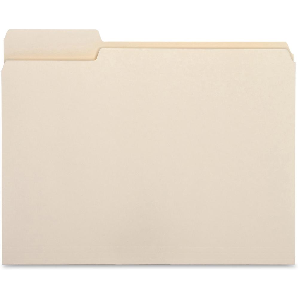 Business Source 1/3 Tab Cut Letter Recycled Top Tab File Folder - 8 1/2" x 11" - 3/4" Expansion - Top Tab Location - Left Tab Position - Manila - 10% Recycled - 100 / Box. Picture 1