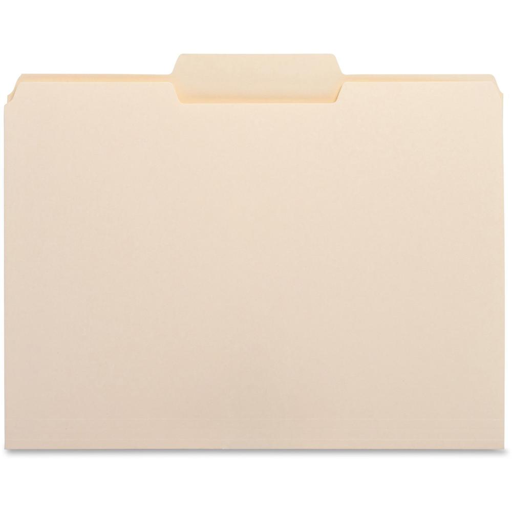 Business Source 1/3 Tab Cut Letter Recycled Top Tab File Folder - 8 1/2" x 11" - 3/4" Expansion - Top Tab Location - Center Tab Position - Manila - 10% Recycled - 100 / Box. Picture 1