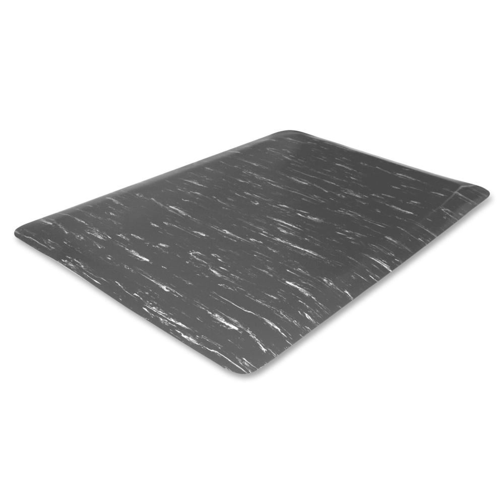Genuine Joe Marble Top Anti-fatigue Floor Mats - Office, Bank, Cashier's Station, Industry, Airport - 60" Length x 36" Width x 0.500" Thickness - Rectangular - High Density Foam (HDF) - Gray Marble - . Picture 1