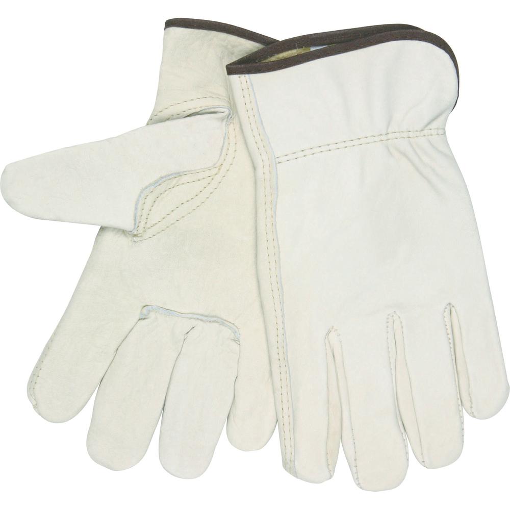 MCR Safety Leather Driver Gloves - Medium Size - Beige - 2 / Pair. Picture 1