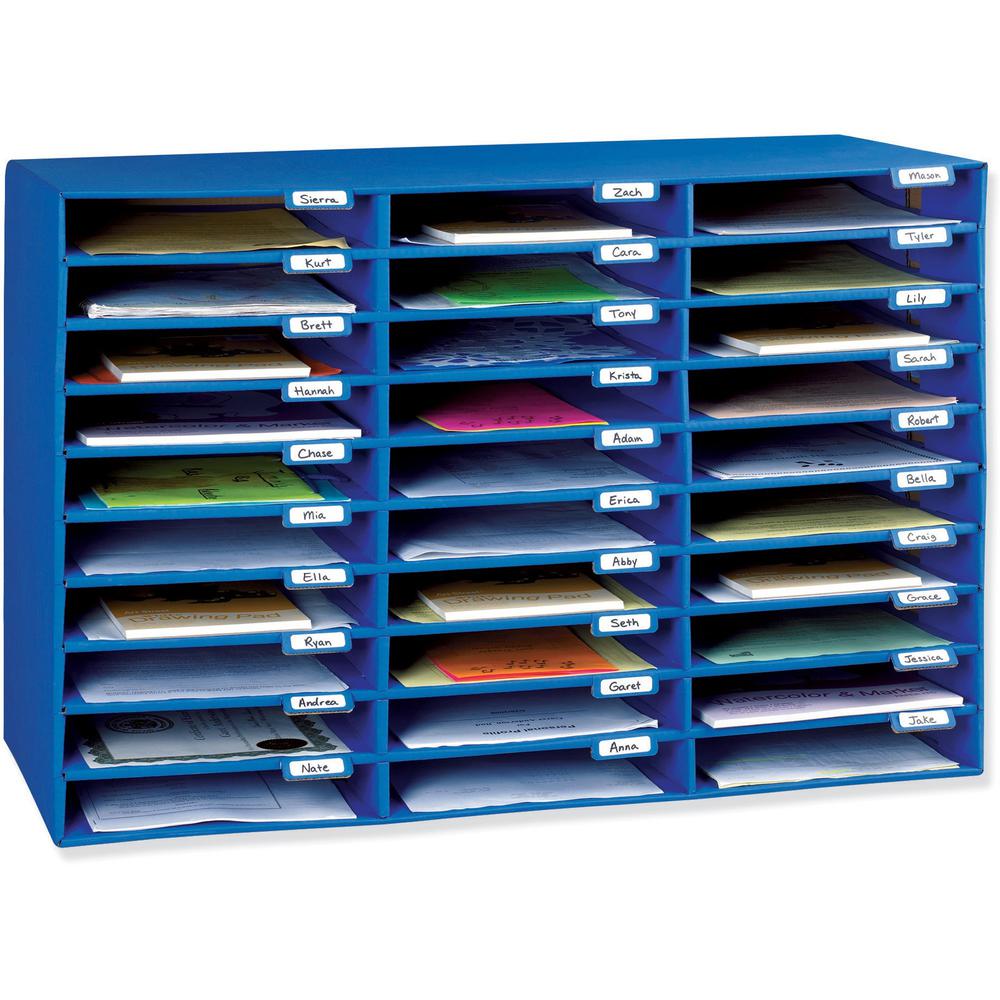Classroom Keepers 30-Slot Mailbox - 30 Pocket(s) - Compartment Size 1.80" x 12.50" x 10" - 21" Height x 31.6" Width x 12.8" Depth - 70% Recycled - Blue - 1 Each. Picture 1