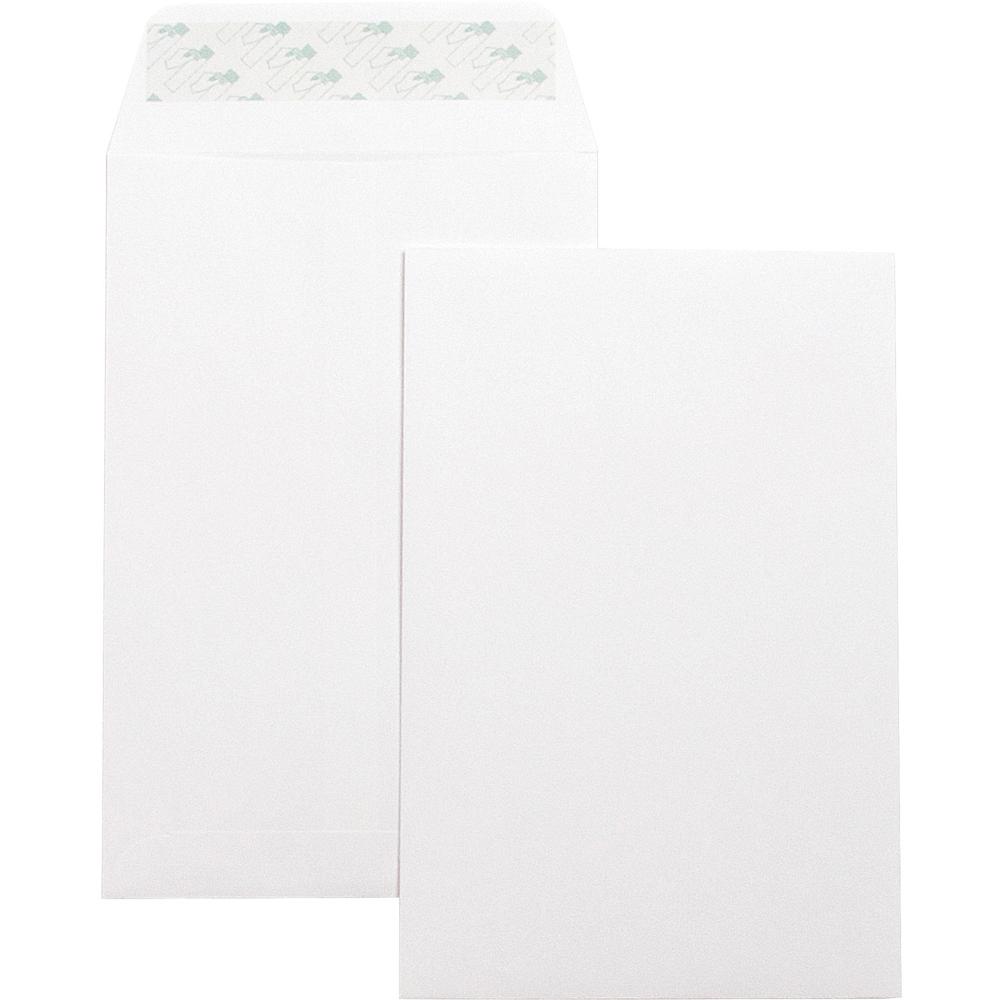 Business Source Self-Seal 6"x9" Catalog Envelopes - Catalog - 6" Width x 9" Length - 28 lb - Self-sealing - Wove - 100 / Box - White. Picture 1