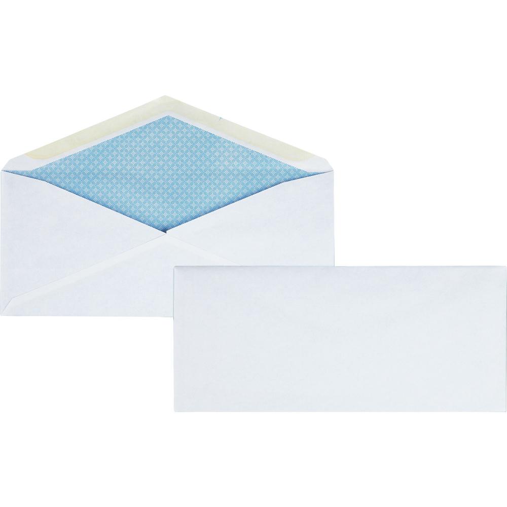 Business Source No.10 Regular Tint Security Envelopes - Security - #10 - 4 1/8" Width x 9 1/2" Length - 24 lb - Gummed - Wove - 500 / Box - White. Picture 1
