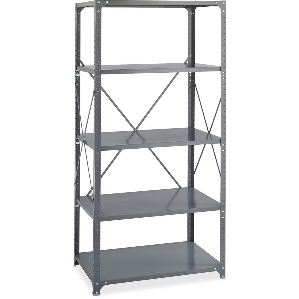 Safco Commercial Shelf Kit - 36" x 18" x 75" - 5 x Shelf(ves) - 3500 lb Load Capacity - Dark Gray - Powder Coated - Steel - Assembly Required. Picture 1