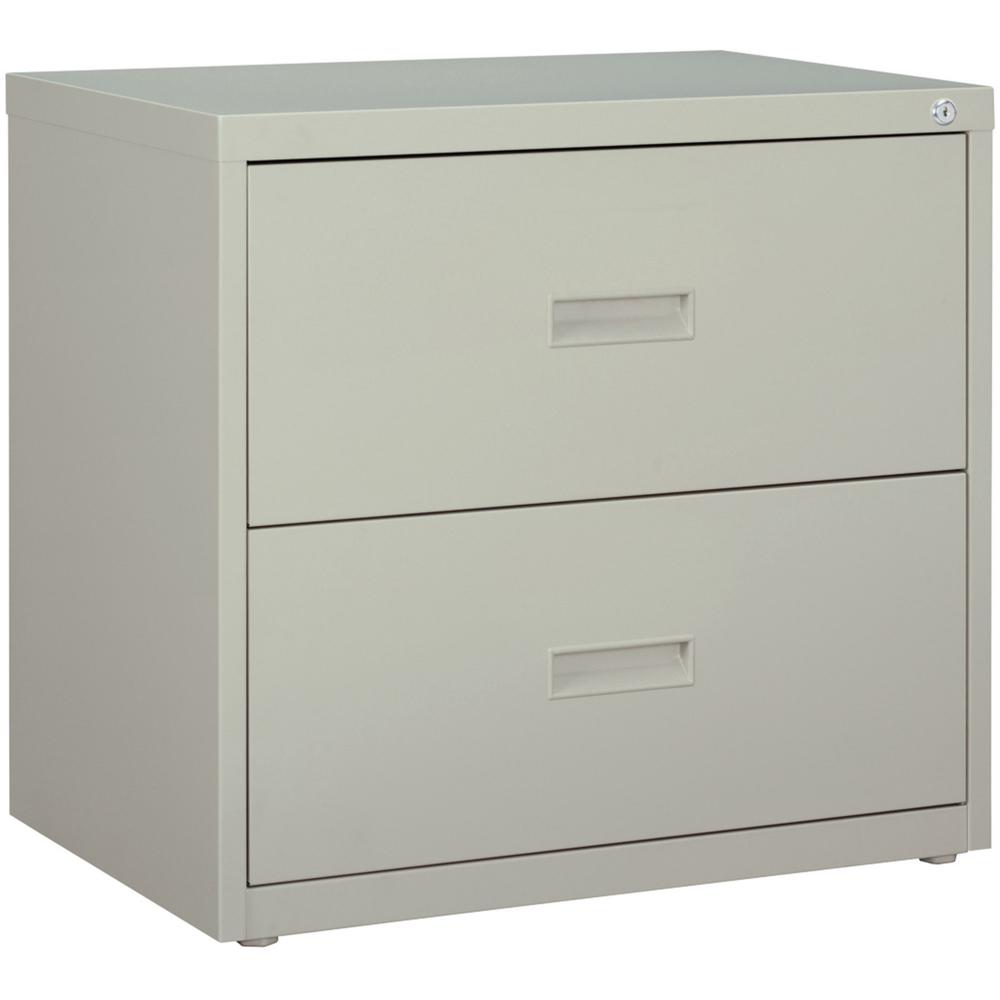 Lorell Value Lateral File - 2-Drawer - 30" x 18.6" x 28.1" - 2 x Drawer(s) for File - A4, Letter, Legal - Interlocking, Ball-bearing Suspension, Adjustable Glide - Light Gray - Steel - Recycled. Picture 1