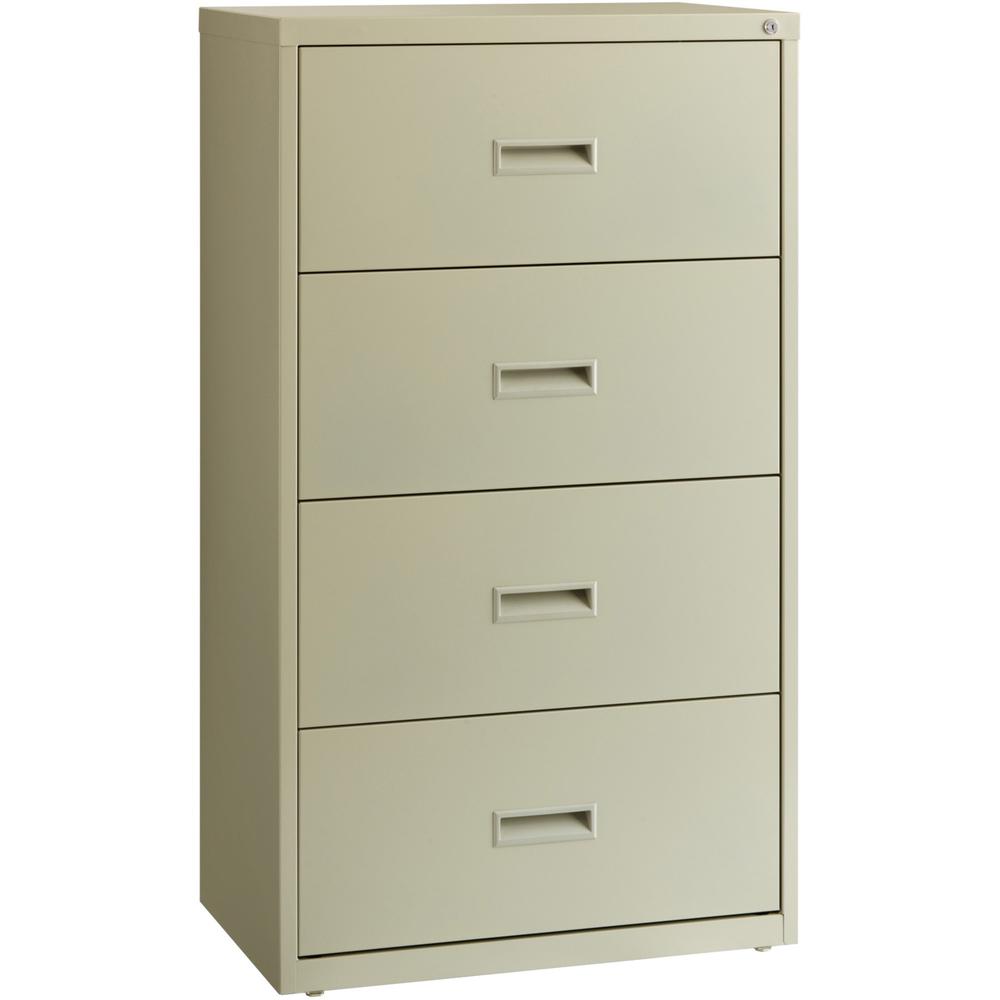 Lorell Value Lateral File - 2-Drawer - 30" x 18.6" x 52.5" - 4 x Drawer(s) for File - A4, Legal, Letter - Interlocking, Adjustable Glide, Ball-bearing Suspension, Label Holder - Putty - Steel - Recycl. Picture 1
