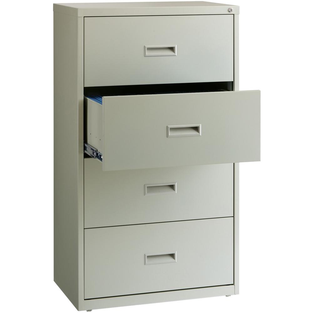 Lorell Value Lateral File - 2-Drawer - 30" x 18.6" x 52.5" - 4 x Drawer(s) for File - A4, Legal, Letter - Interlocking, Leveling Glide, Ball-bearing Suspension, Label Holder - Light Gray - Steel - Rec. Picture 1