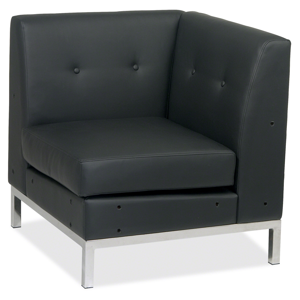 Wall Street Corner Chair - Faux Leather Black Seat30.5" Width x 28" Depth x 30" Height. Picture 1