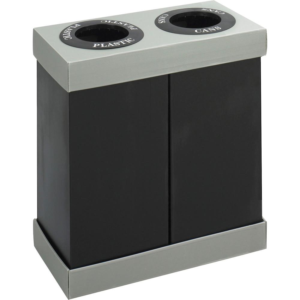 Safco Double Recycling Center Receptacles - 28 gal Capacity - Rectangular - 33" Height x 31" Width x 16" Depth - Polyethylene - Black - 1 Each. Picture 1