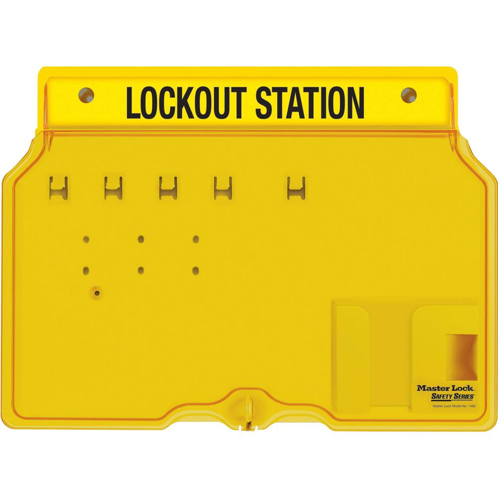 Master Lock Unfilled Padlock Lockout Station with Cover - 4 x Padlock - 12.3" Height x 16" Width x 1.8" Depth - Impact Resistant, Heat Resistant, Lockable - Plastic - 1 Each. Picture 1