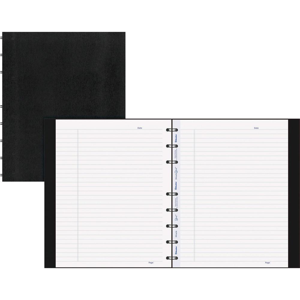 Blueline MiracleBind College Ruled Notebooks - 150 Sheets - 150 Pages - Twin Wirebound - Ruled - 9 1/4" x 7 1/4" - Black Cover Ribbed - Micro Perforated, Index Sheet, Self-adhesive Tab, Pocket, Reposi. Picture 1