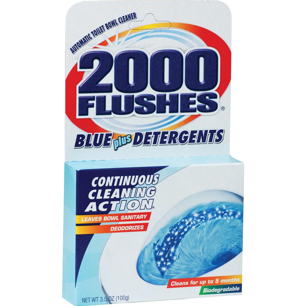 WD-40 2000 Flushes Automatic Toilet Bowl Cleaner - 3.50 oz (0.22 lb) - 1 Each - Deodorize, Long Lasting - Blue. Picture 1