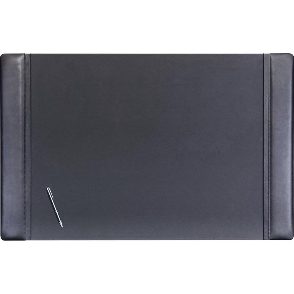 Dacasso 38 x 24 Desk Pad - Black Leather - Rectangle - 38" Width x 24" Depth - Felt Black Backing - Top Grain Leather - Black. Picture 1