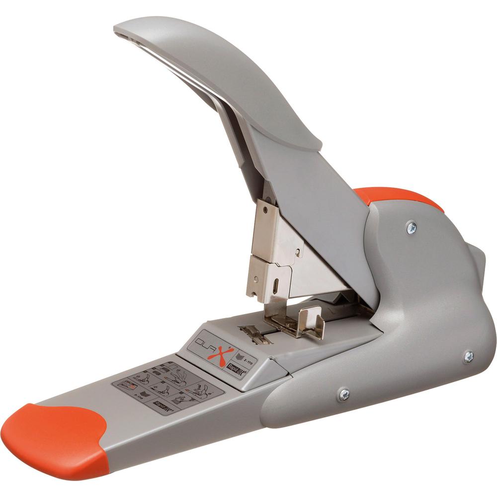 Rapid DUAX Heavy Duty Stapler - 170 Sheets Capacity - 400 Staple Capacity - Flat Clinch Stapling - Silver, Orange. Picture 1