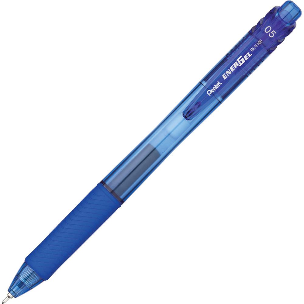 Pentel EnerGel-X Retractable Gel Pens - Fine Pen Point - 0.5 mm Pen Point Size - Needle Pen Point Style - Refillable - Retractable - Blue Gel-based Ink - Blue Barrel - 1 Dozen. The main picture.