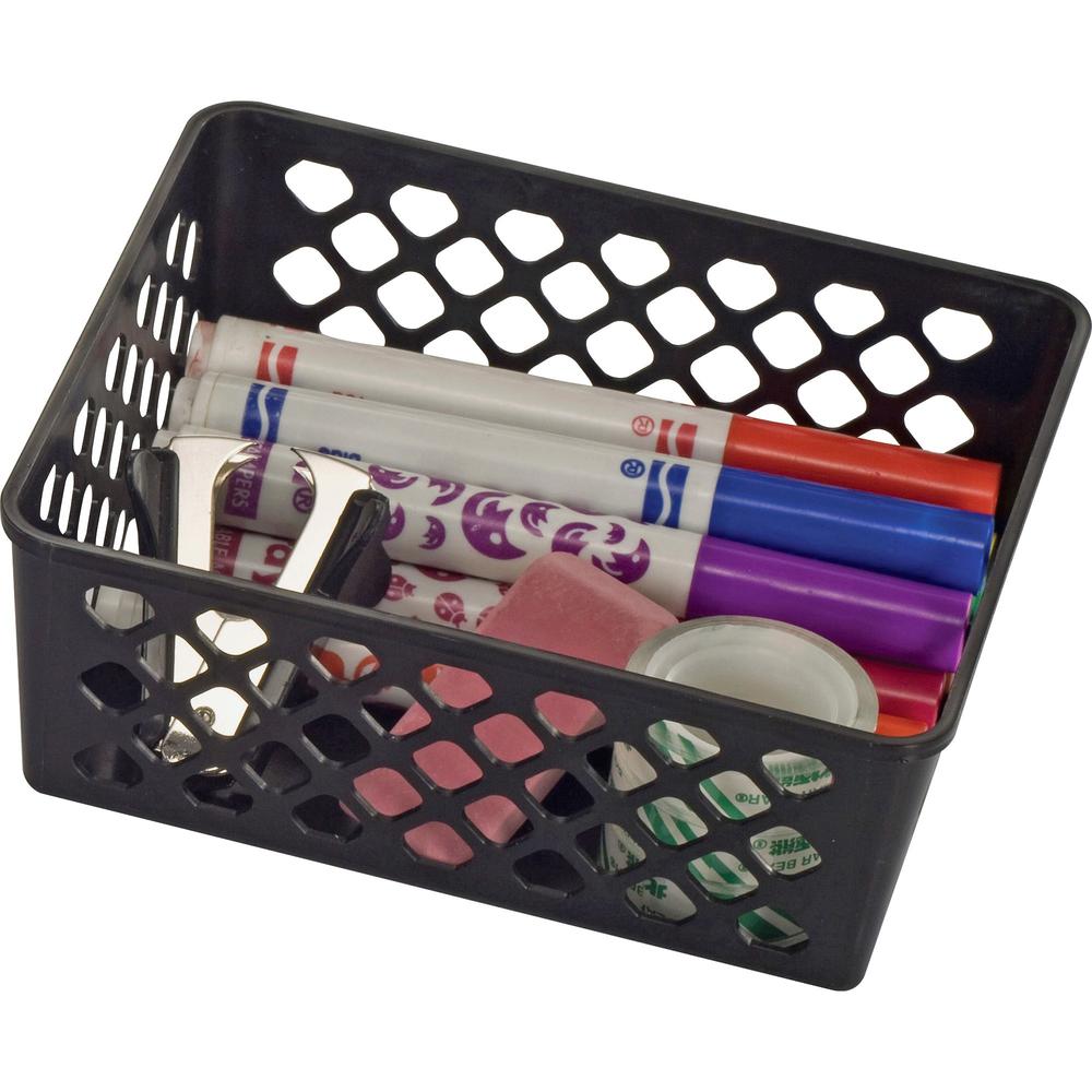 Officemate Supply Baskets - 2.4" Height x 6.1" Width x 5" Depth - Black - Plastic. Picture 1