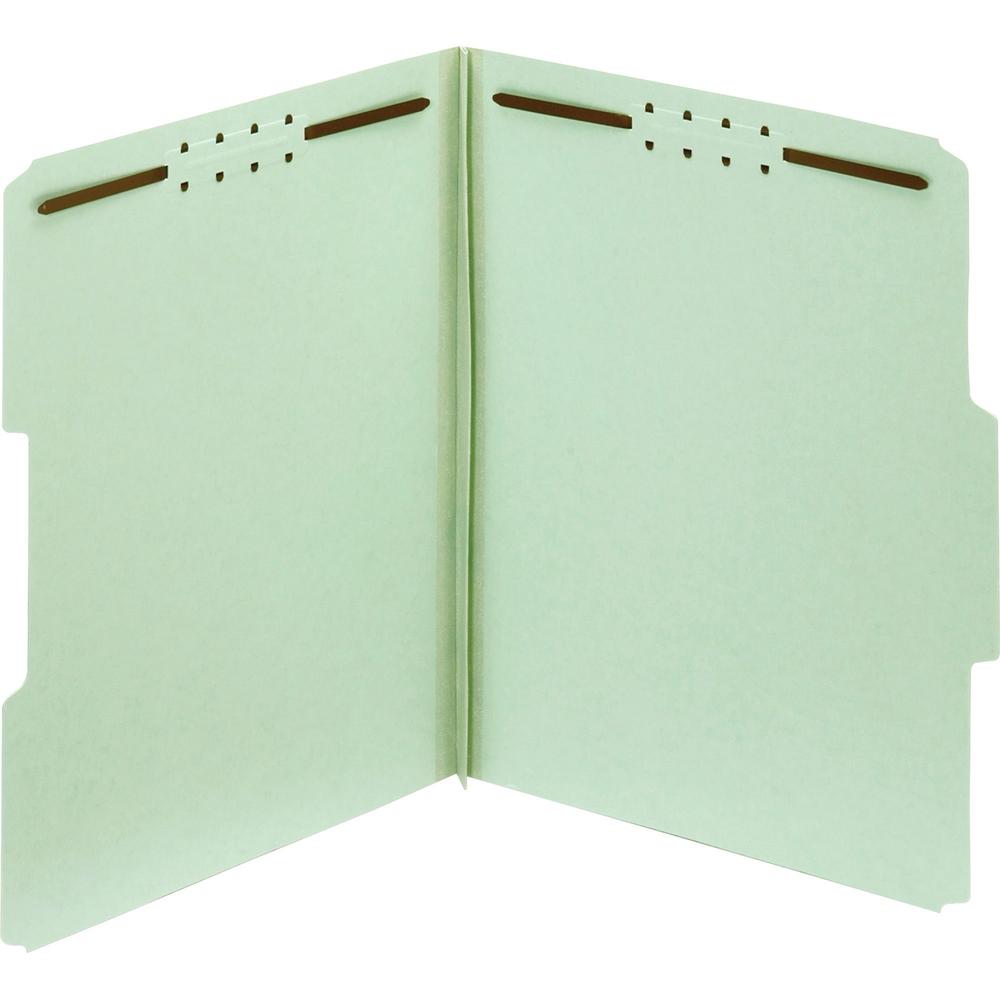 Pendaflex 1/3 Tab Cut Letter Recycled Fastener Folder - 8 1/2" x 11" - 2" Expansion - 2 Fastener(s) - 2" Fastener Capacity - Top Tab Location - Assorted Position Tab Position - Pressboard - Light Gree. Picture 1
