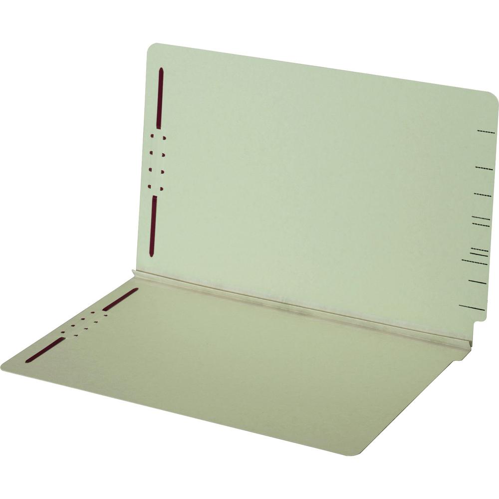 Pendaflex Legal Recycled Fastener Folder - 8 1/2" x 14" - 2" Expansion - 2 Fastener(s) - 2" Fastener Capacity for Folder - Pressboard - Light Green - 10% Recycled - 25 / Box. The main picture.