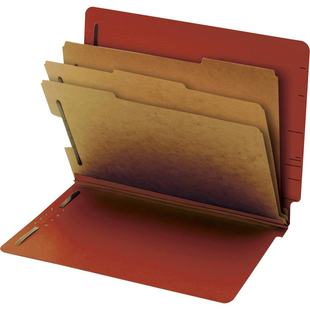 Pendaflex Letter Recycled Classification Folder - 8 1/2" x 11" - 3 1/2" Expansion - 2 Fastener(s) - 2" Fastener Capacity for Folder, 1" Fastener Capacity for Divider - 3 Divider(s) - Pressboard - Red . Picture 1