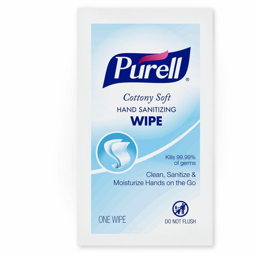 PURELL&reg; Cottony Soft Hand Sanitizing Wipes - White, Blue - Cotton - 1000 / Carton. Picture 1