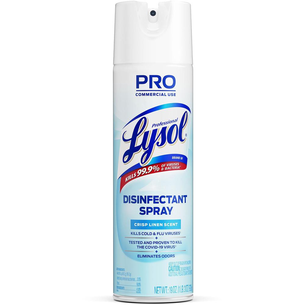 Professional Lysol Disinfectant Spray - 19 fl oz (0.6 quart) - Crisp Linen Scent - 1 Each - Clear. Picture 1