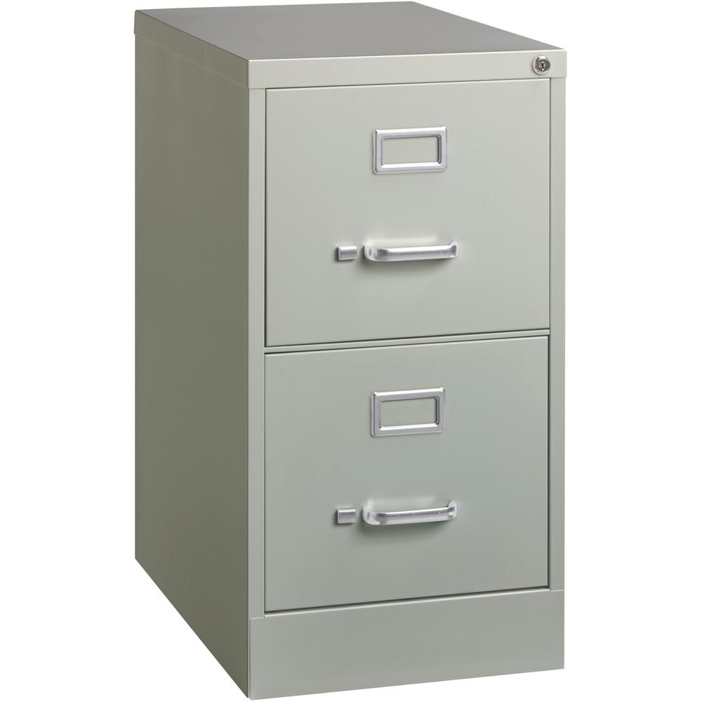 Lorell Fortress Series 22" Commercial-Grade Vertical File Cabinet - 15" x 22" x 28.4" - 2 x Drawer(s) for File - Letter - Lockable, Ball-bearing Suspension - Light Gray - Steel - Recycled. Picture 1