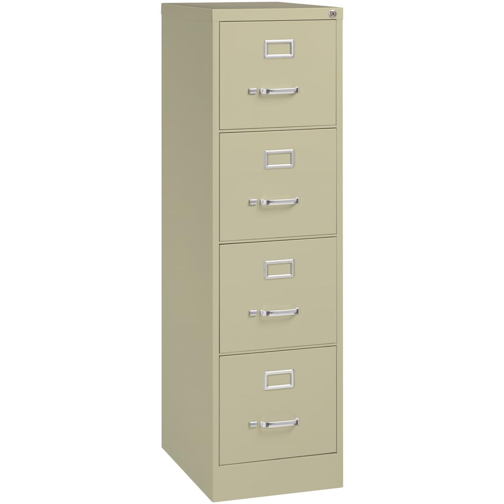 Lorell Fortress Series 22" Commercial-Grade Vertical File Cabinet - 15" x 22" x 52" - 4 x Drawer(s) for File - Letter - Lockable, Ball-bearing Suspension - Putty - Steel - Recycled. Picture 1