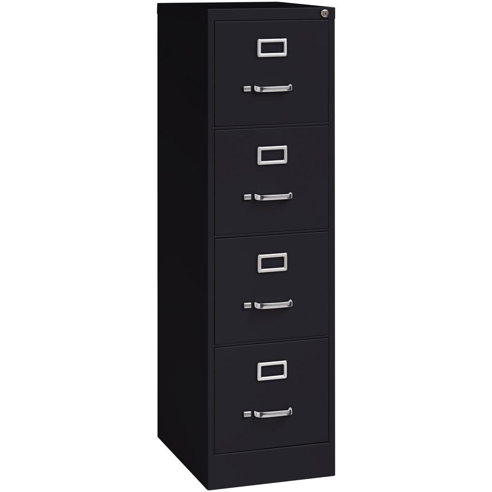 Lorell Fortress Series 22" Commercial-Grade Vertical File Cabinet - 15" x 22" x 52" - 4 x Drawer(s) for File - Letter - Lockable, Ball-bearing Suspension - Black - Steel - Recycled. Picture 1