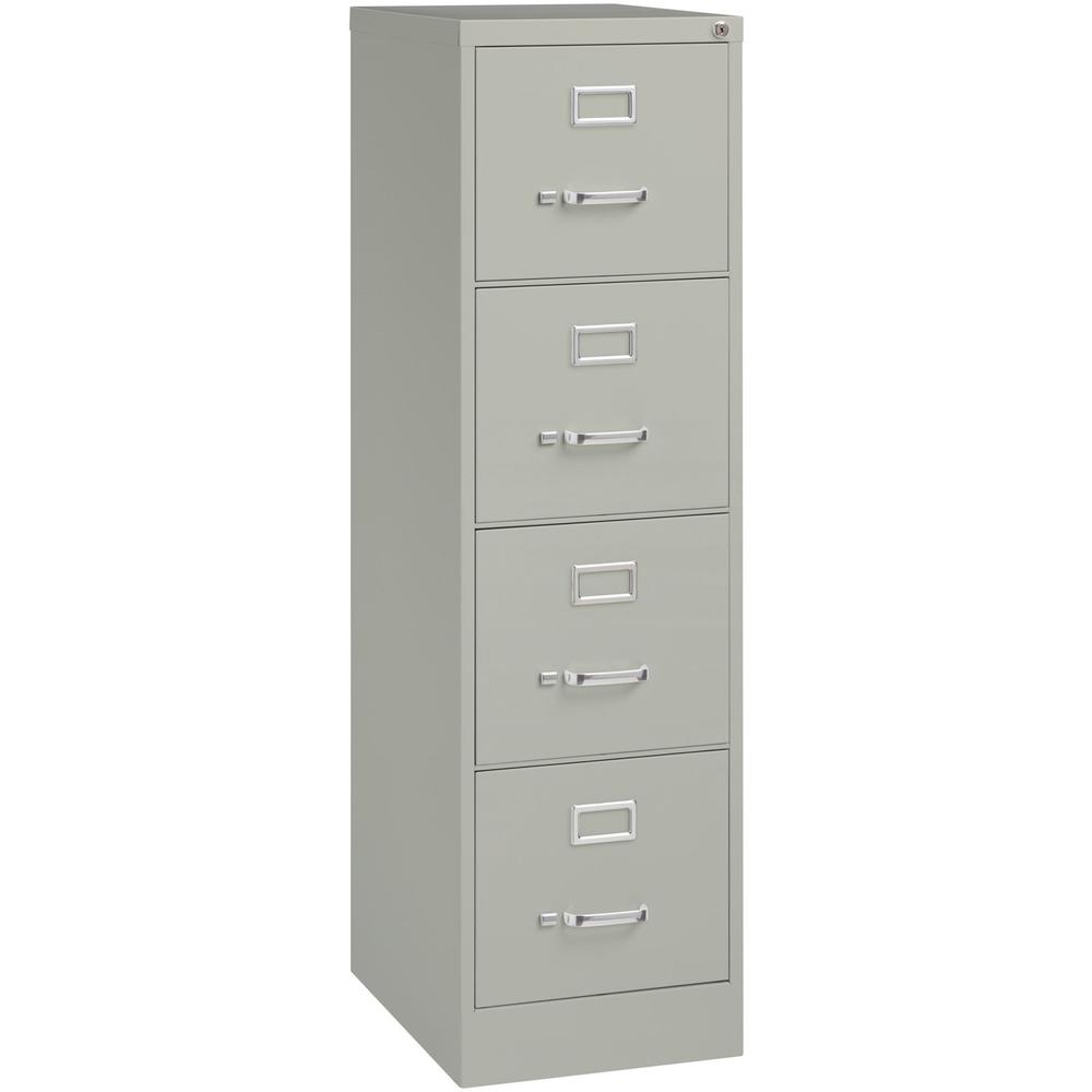 Lorell Fortress Series 22" Commercial-Grade Vertical File Cabinet - 15" x 22" x 52" - 4 x Drawer(s) for File - Letter - Lockable, Ball-bearing Suspension - Light Gray - Steel - Recycled. Picture 1