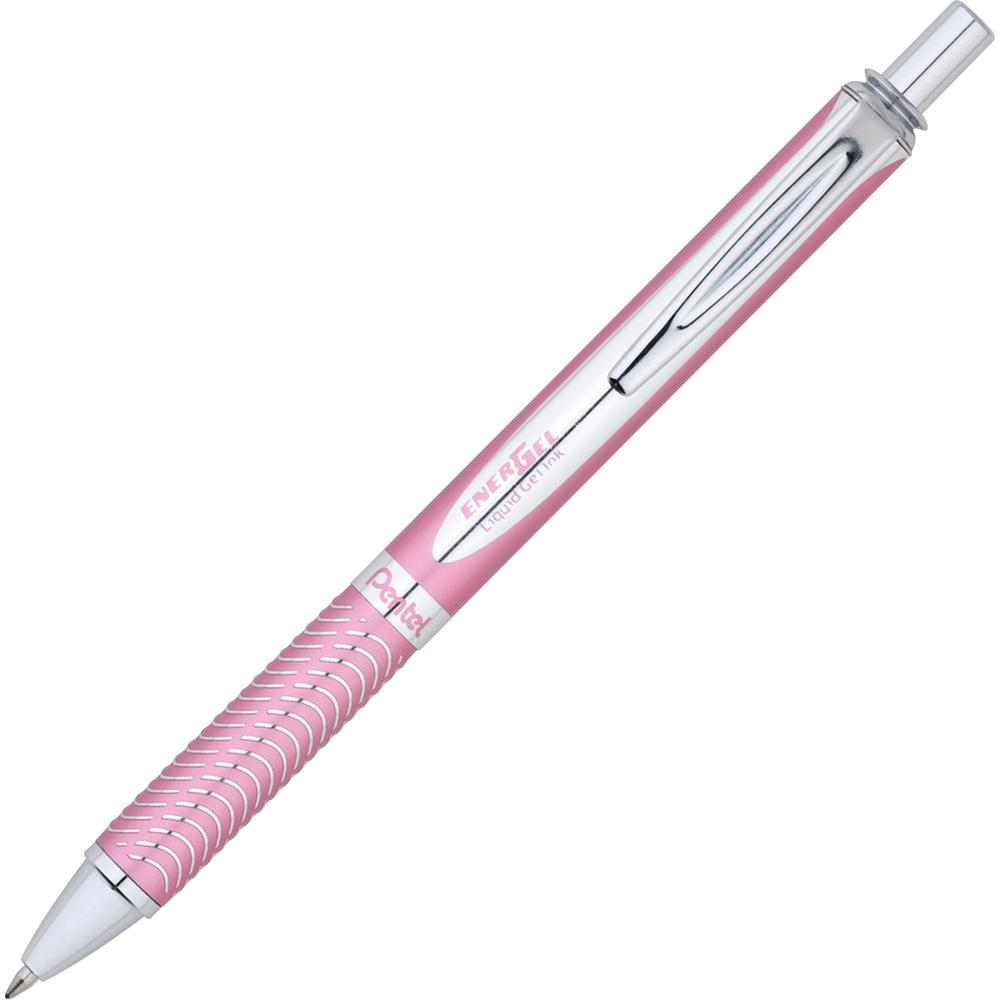EnerGel EnerGel Alloy Retractable Gel Pens - Medium Pen Point - 0.7 mm Pen Point Size - Refillable - Retractable - Black Gel-based Ink - Metallic Pink Aluminum Barrel - Metal, Stainless Steel Tip - 1 . Picture 1