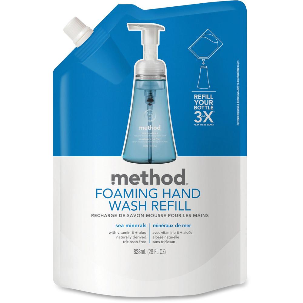 Method Foaming Hand Soap Refill - Sea Mineral ScentFor - 28 fl oz (828.1 mL) - Hand - Light Blue - Triclosan-free, Paraben-free, Phthalate-free - 1 Each. Picture 1