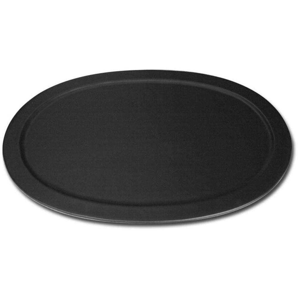Dacasso Classic Black Leather Serving Tray - Leather, Stainless Steel Body - 1 Each. Picture 1