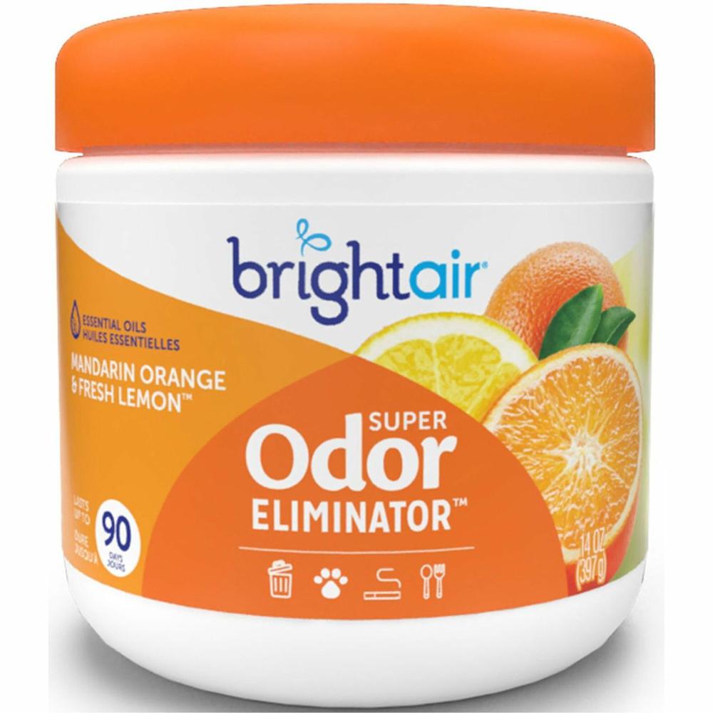 Bright Air Super Odor Eliminator Air Freshener - 14 oz - Mandarin Orange, Fresh Lemon - 60 Day - 1 Each. Picture 1