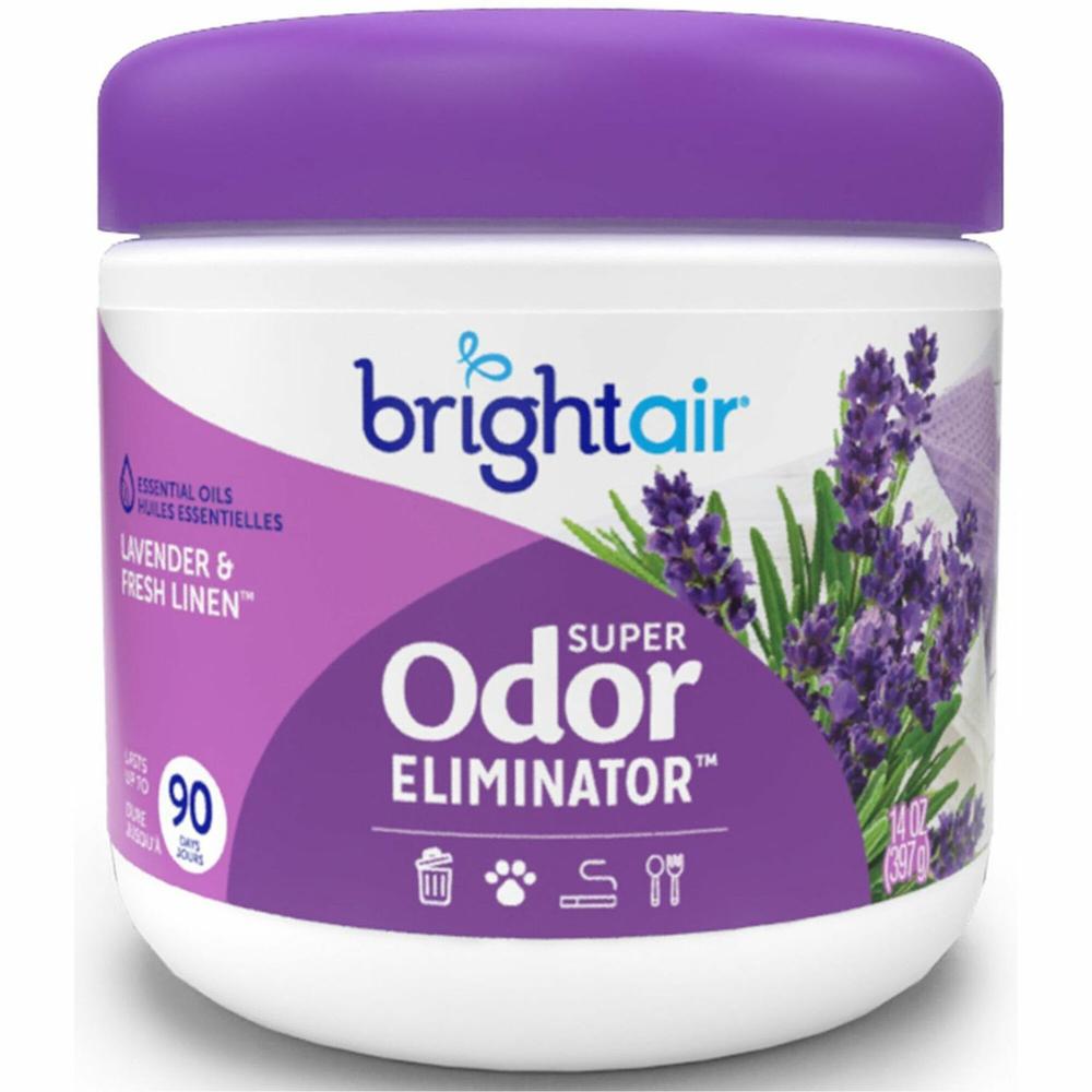 Bright Air Super Odor Eliminator Air Freshener - 14 oz - Lavender, Fresh Linen - 60 Day - 1 Each. Picture 1
