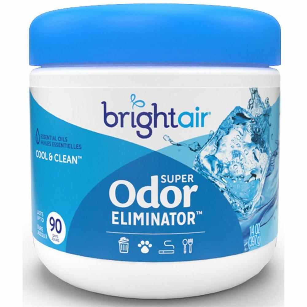 Bright Air Super Odor Eliminator Air Freshener - Gel - 450 ft³ - 14 fl oz (0.4 quart) - Cool, Clean - 60 Day - 1 Each. Picture 1