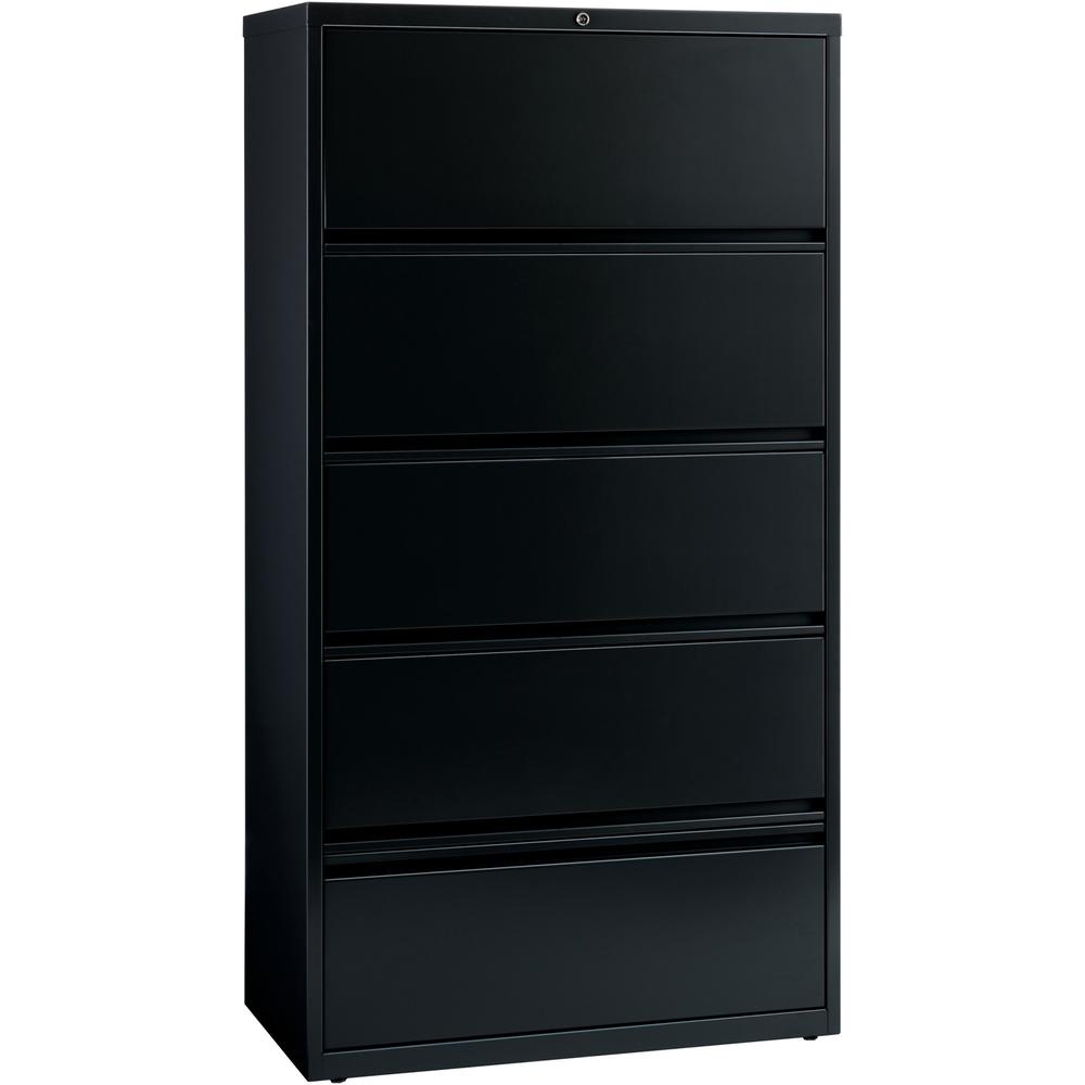 Lorell Fortress Lateral File with Roll-Out Shelf - 36" x 18.6" x 69" - 5 x Drawer(s) for File - Legal, Letter, A4 - Leveling Glide, Ball-bearing Suspension, Interlocking, Heavy Duty, Recessed Handle -. Picture 1