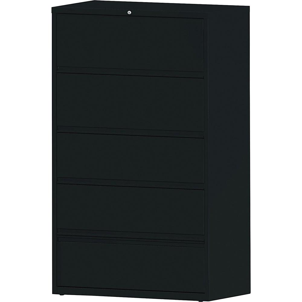 Lorell Fortress Lateral File with Roll-Out Shelf - 42" x 18.6" x 68.8" - 5 x Drawer(s) for File - Letter, A4, Legal - Interlocking, Heavy Duty, Ball-bearing Suspension, Leveling Glide, Recessed Handle. Picture 1