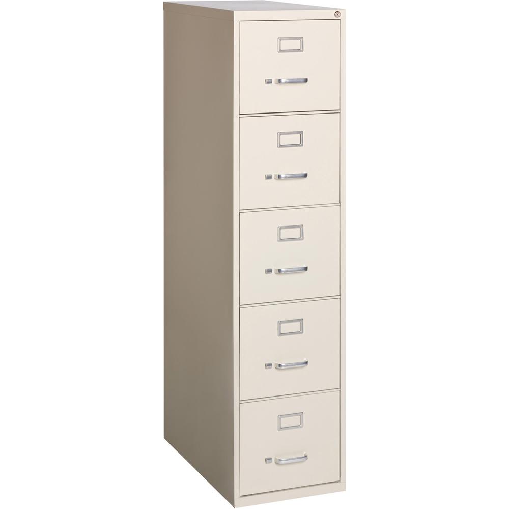 Lorell Fortress Series 26-1/2" Commercial-Grade Vertical File Cabinet - 15" x 26.5" x 61" - 5 x Drawer(s) for File - Letter - Vertical - Ball-bearing Suspension, Heavy Duty, Security Lock - Putty - St. Picture 1