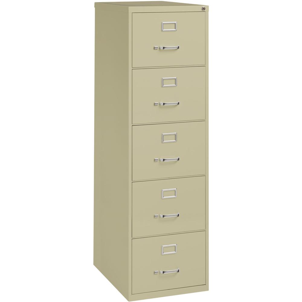 Lorell Fortress Series 26-1/2" Commercial-Grade Vertical File Cabinet - 18" x 26.5" x 61" - 5 x Drawer(s) for File - Legal - Vertical - Ball-bearing Suspension, Security Lock, Heavy Duty - Putty - Ste. Picture 1