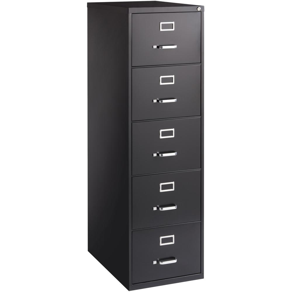Lorell Fortress Series 26-1/2" Commercial-Grade Vertical File Cabinet - 18" x 26.5" x 61" - 5 x Drawer(s) for File - Legal - Vertical - Heavy Duty, Security Lock, Ball-bearing Suspension - Black - Ste. Picture 1