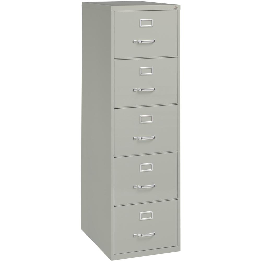 Lorell Fortress Series 26-1/2" Commercial-Grade Vertical File Cabinet - 18" x 26.5" x 61" - 5 x Drawer(s) for File - Legal - Vertical - Security Lock, Heavy Duty, Ball-bearing Suspension - Light Gray . Picture 1