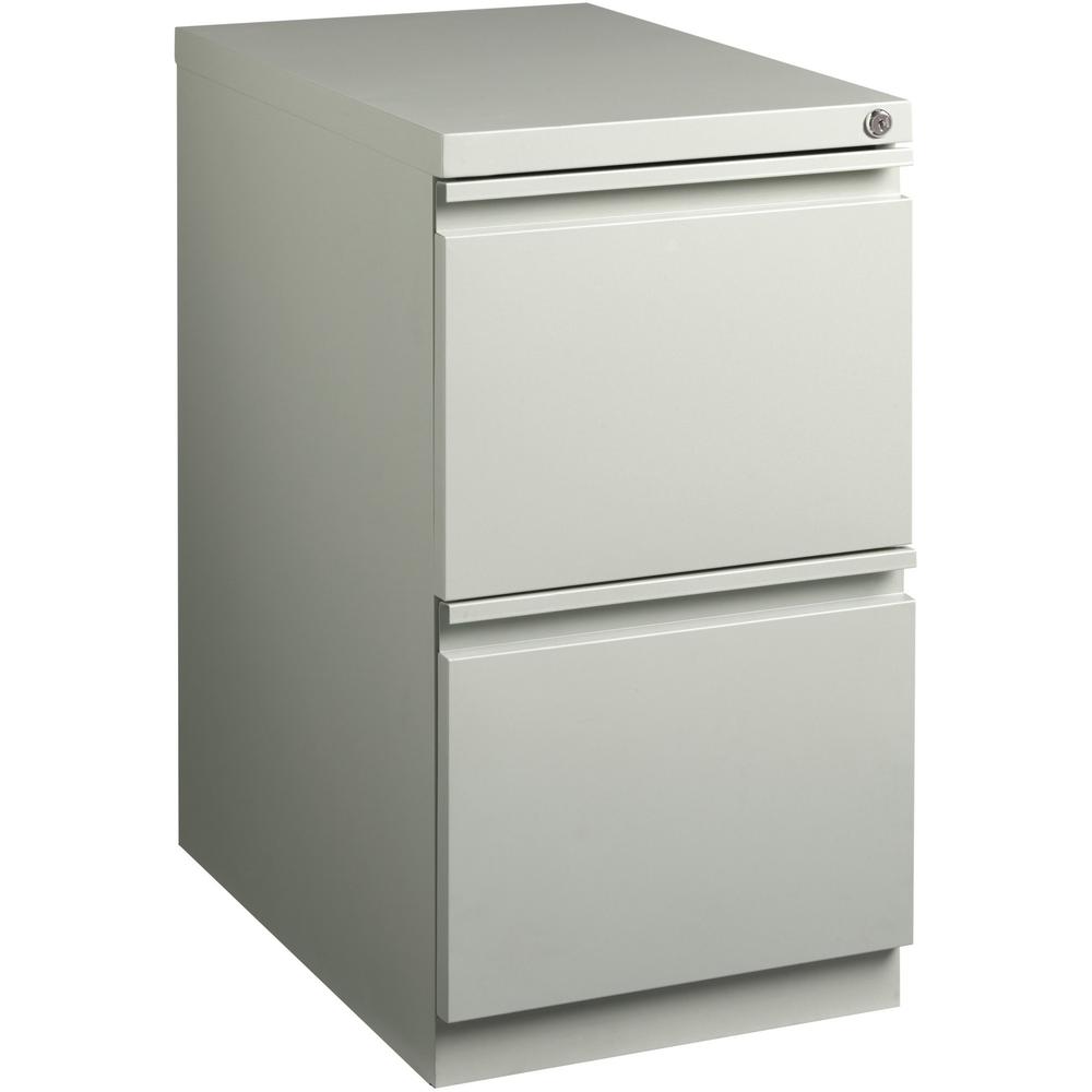 Lorell Mobile File Pedestal - 2-Drawer - 15" x 22.9" x 27.8" - 2 x Drawer(s) for File - Letter - Vertical - Ball-bearing Suspension, Security Lock, Recessed Handle - Light Gray - Steel - Recycled. Picture 1