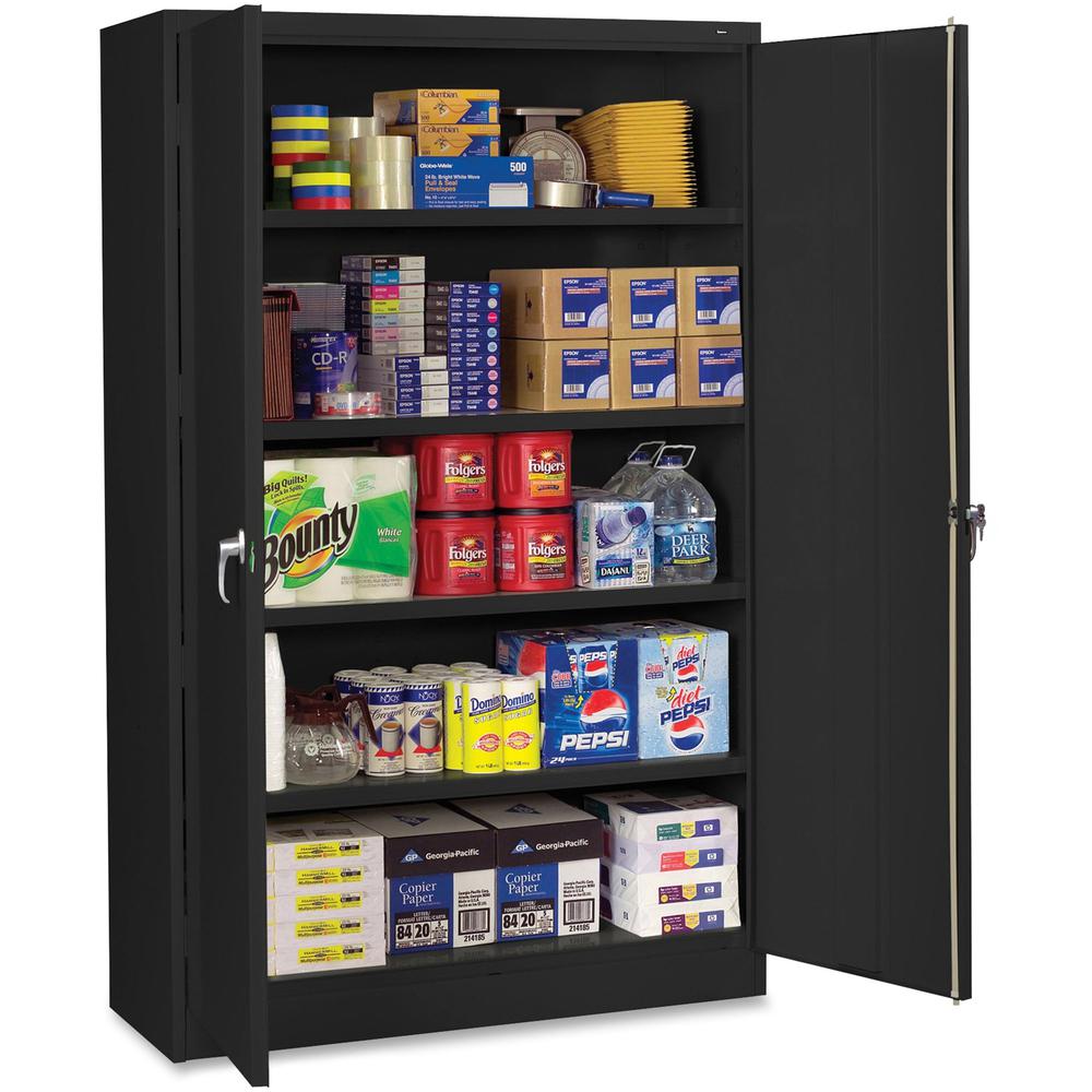 Tennsco Jumbo Storage Cabinet - 48" x 24" x 78" - 5 x Shelf(ves) - 2 x Door(s) - 2000 lb Load Capacity - Leveling Glide, Recessed Handle, Security Lock - Black - Steel - Recycled. Picture 1