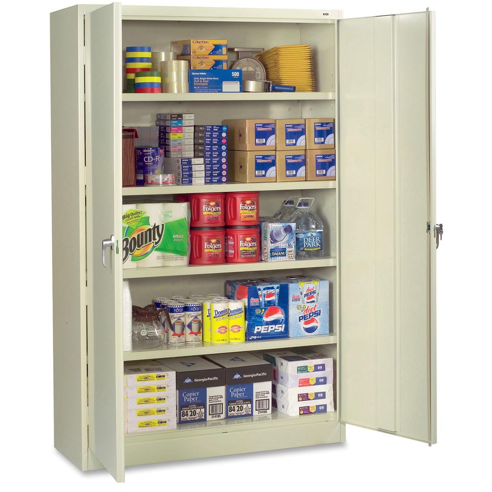 Tennsco Jumbo Storage Cabinet - 48" x 24" x 78" - 5 x Shelf(ves) - 2 x Door(s) - 2000 lb Load Capacity - Security Lock, Recessed Handle, Leveling Glide - Putty - Steel - Recycled. Picture 1