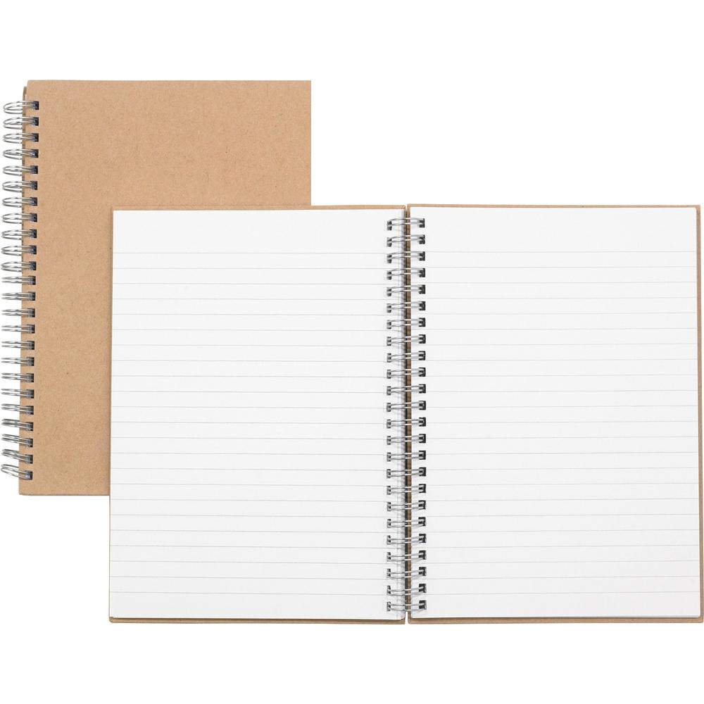 Nature Saver Hardcover Twin Wire Notebooks - 80 Sheets - Wire Bound - 0.25" Ruled - Ruled Margin - 22 lb Basis Weight - 8 1/4" x 5 7/8" - BrownKraft Cover - Hard Cover, Heavyweight, Micro Perforated -. Picture 1